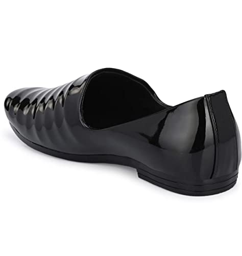 JhonnyWalker Ethnic Nagra Jalsa Jutti Shoes for Men (Black)