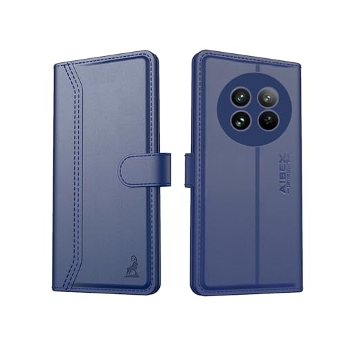 Image of AIBEX Compatible for Poco M7 5G / Redmi 14C 5G / Redmi A4 5G / Poco C75 5G Flip Cover Leather Finish | Inside TPU with Card Pockets | Wallet Stand | Complete Protection Flip Case -Blue