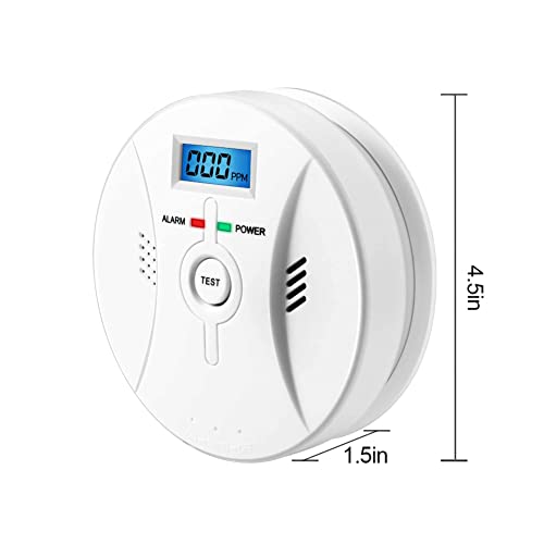 3 Pack Combination Smoke And Carbon Monoxide Detector Alarm Digital Display For Travel Home Bedroom And Kitchen 9V Battery Operated White Yj-00903 #TOP3