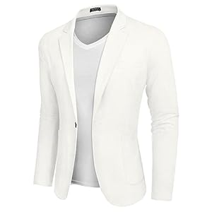 COOFANDY Lässiger Herren-Blazer aus Leinen, leicht, normale Passform, Sportmantel, Ein-Knopf-Anzugjacke