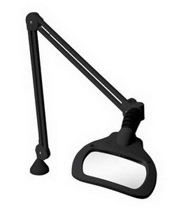 Luxo ESD WAVE LED Magnifier, 45" Arm, 3.5 Dio, Clamp, Black