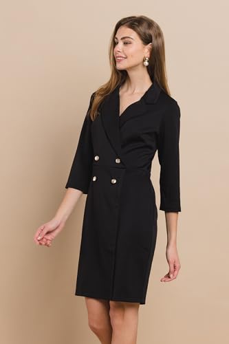 SHOL Double Buttons Blazer Style Scuba mini Dress4