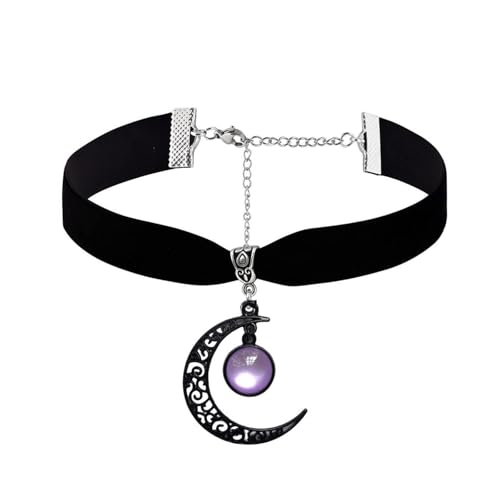 NIQIPOK Black Velvet Moon Choker Necklace for Women Gothic Moon Crystal Pendant Necklace Vintage...