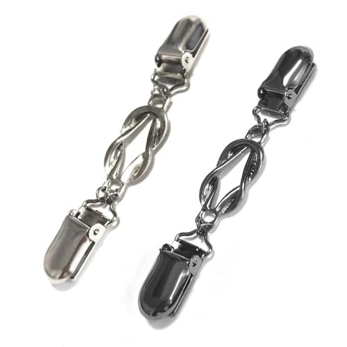 Image of hongliang 2Pcs Shawl & Dress Clips, Vintage & Modern Sweater- Waist Cincher,Collar Tightener for Women(Black and Silver)