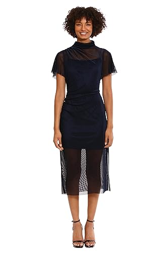 Amazon.com: Donna Morgan Women's Dresses Slip Dress with Sheer Midi Mock  Neck Overlay Party Night Out Event Guest Navy : Clothing, Shoes & Jewelry