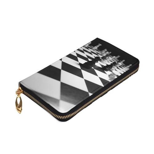Black White Chess Checkerboard Wallet For Women Men Clutch Rfid Blocking Leather Wallets Large Capacity Purse Credit Card Holder Money Case With Zipper Phone Holder Long Travel Purse3