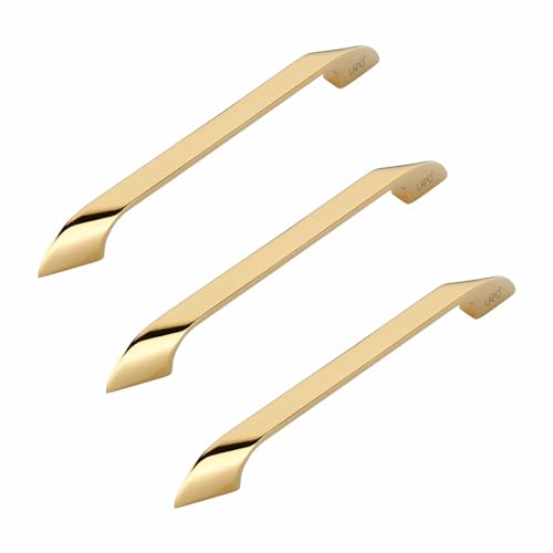 Image of LAPO 10 Inch Cabinet Handles for Home Interior, Suitable for Kitchen and Wardrobe, Scratch Free Surface, Long Lasting & Firm Secure Hold, 3 Years Warranty (224mm, PVD Gold Finish, Pack of 3) - Twist