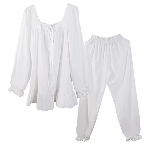 Pyjama en dentelle à manches longues pour femme Style victorien Blanc Taille XL Cover