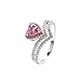 Aotiwe Verlobungsring Vintage, Peronaliertes Geschenk Frauen Herz Zirkon Pflastern Ring Herz Versilbert Größe 49 (15.6)