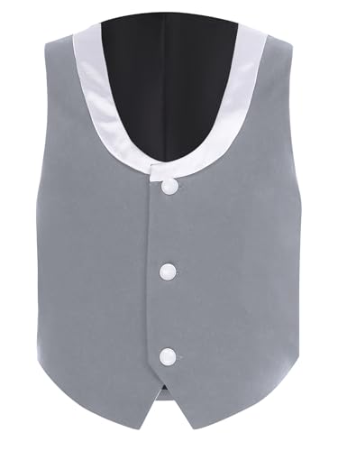 YEAHDOR Boys Vest Single Breasted Suit Vest Color Block Formal Wedding Waistcoat Top