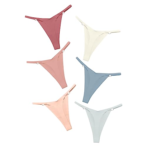 DEANGELMON G-string Thongs for Women Underwear Seamless No Show Panties Low Rise Comfortable Microfiber Workout Pack Large Sweet Heart - 6 Pack