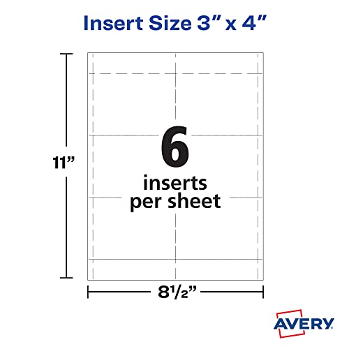 Image of Avery Customizable Name Badge Inserts for Name Tag Holders,3 inch x 4 inch,White,Laser /Inkjet Printable,300 Count (5392),(Pack of 5)