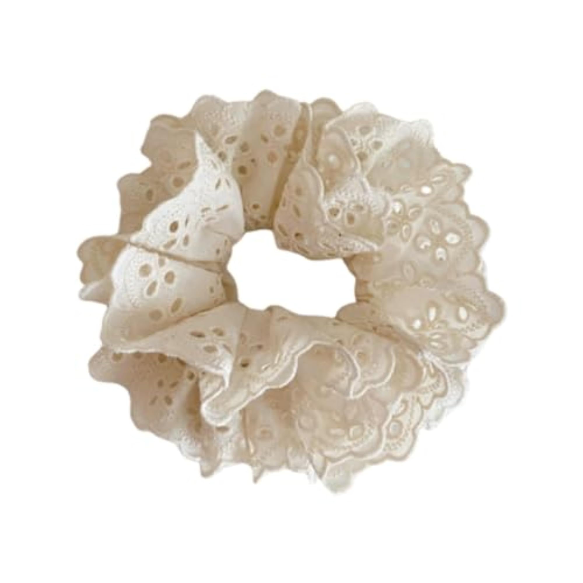 Soft Lace Scrunchie Hair Accessory for Ladies, Beige