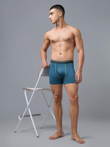 Image of TECHNOSPORT Men's Colorblock Trunks Underwear with ElastoLITE 4 Way Stretch Lightweight Breathable Moisture Wicking Soft Anti Odour Anti Microbial Comfort Fit Boxer Briefs Innerwear for Men