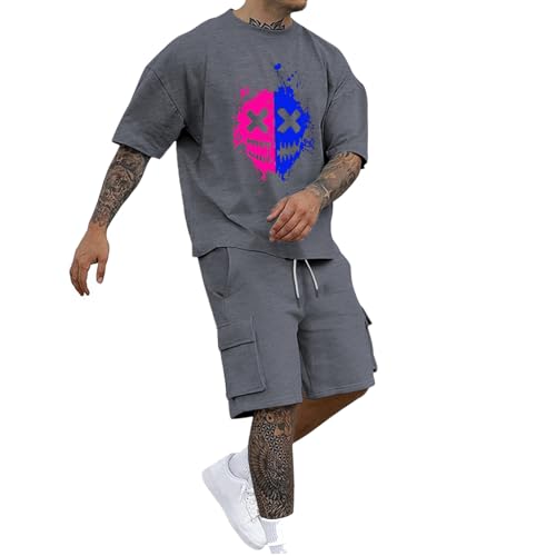 Ensemble homme été short et t-shirt col rond décontracté