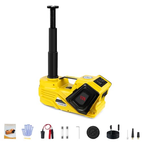 ZAISHANG Electric Car Jack 5 Ton 12V (Lifting Range: 5.31-14.17 inch) with Tire Pump and LED Light for SUV/Truck/Sport Cars/Sedans/EVs Efficient Tire Inflation and Emergency Tire Change