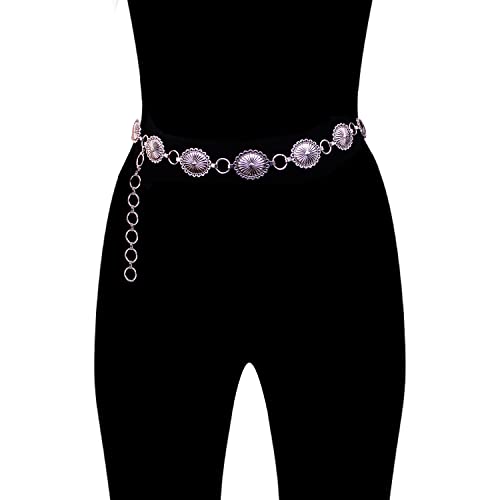 Western Small Metal Oval Concho Chain Belt No.223
