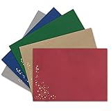 El color mate sobre de color uniforme armoniza bellamente con las estrellas en relieve en papel metálico que brillan según la luz de la luz. Este sobre cae en la primera mirada y hace curiosidad y alegría por el contenido.