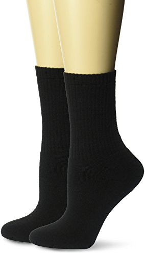 Keds Women's Solid Super Soft Cozy Crew 2 Pair Pack, black, Shoe Size: 4-10