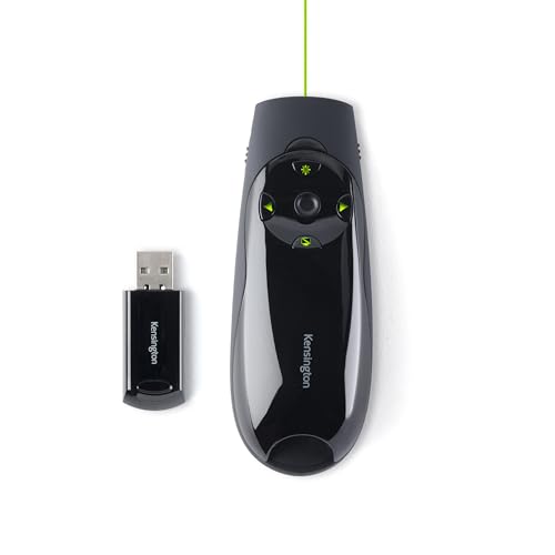 Kensington K72426EU Presenter Expert   Presentador Inalámbrico con USB, Puntero Láser Verde y Control de Cursor, Compatible con Windows y Macos, Alcance 45 m