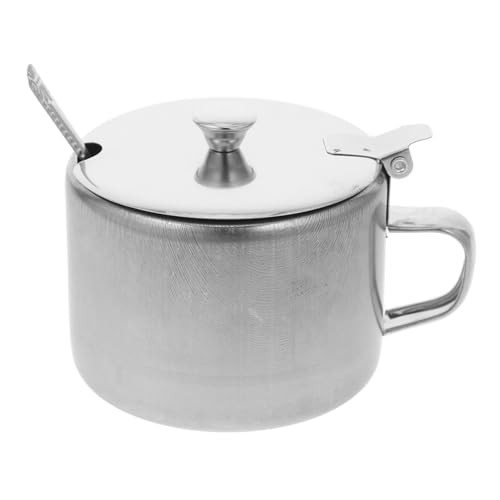 Cabilock Azucarero y Salero De Acero Inoxidable Con Tapa y Cuchara Diseño Multifuncional Compacto Mantiene Frescura y Facilita Dosificación Adecuado Para Cocina Doméstica