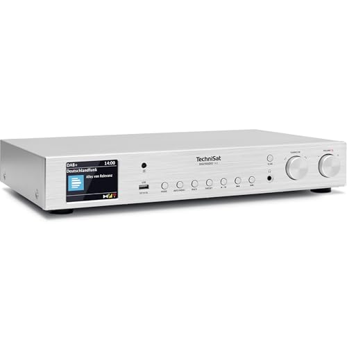 TechniSat DIGITRADIO 143 (V3) – HiFi-Tuner Internetradio (DAB+ Digital-Radio, Bluetooth-Audio-Streaming, Spotify Connect, Wurfantenne, Fernbedienung, Breite 43,5 cm) Silber