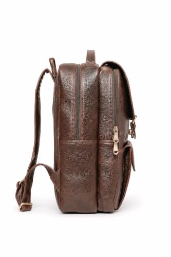 Image of Full-Grain Natural Genuine Pure Leather Laptop Backpack Bags for Mens Man and Women College Office Use Daypack Travel 16 Inch, Size: H-16 X L- 10 X W- 5 Inches