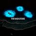 Glow in the dark epoxy resin coffee table beach house end table ocean themed nightstand epoxy end table with metal legs blue coffee table (18 inches)