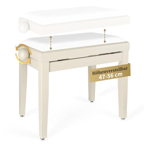 Banco para piano Classic Cantabile en madera de fresno blanca mate
