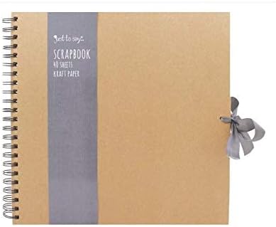 Tallon Kraft Small/Medium/Large Square Scrapbook- Quality Brown Kraft Paper Scrapbook with Ribbon (Large 30cm x 30 cm - 40 Sheets)
