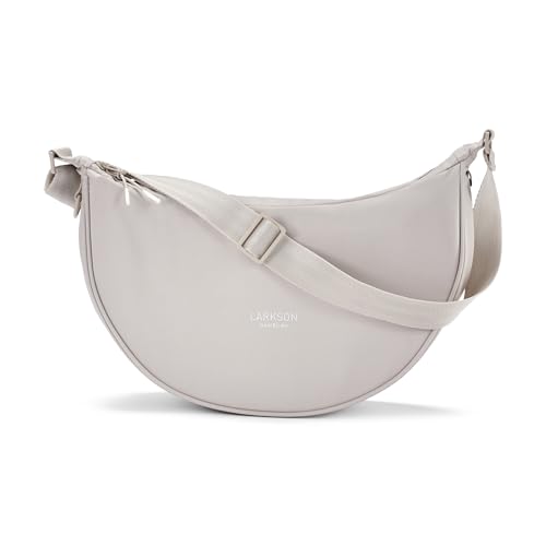 LARKSON Bolso Bandolera Mujer Beige   Solveig Medium   Bolso Riñonera de Media Luna   Bolsa de Ocio de Moda para Viajes, Trabajo   Compartimentos Grandes   Correa Ajustable