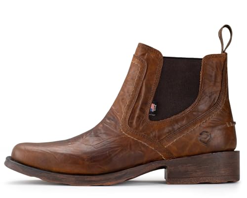 SUREWAY Mens Western Chelsea Cowboy Boots for Men - Square Toe, All Weather Rugged Ankle Slip on Boots, Built for Comfort & Durability, Casual Retro Stylish Boots, Dress Shoes2