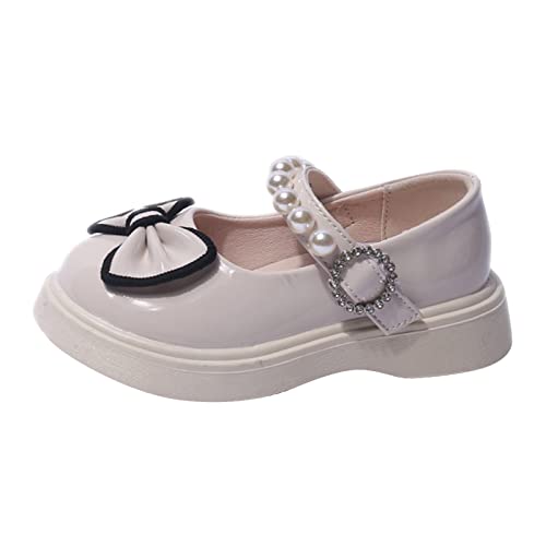 Little Girls Fall Boots Casual Shoes Girls Dress Shoes Bowknot Pearl Hook Loop Comfortable