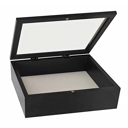 Image of Muzilife 11x14 Shadow Box Picture Frame - Deep Wood & Glass Display Case Ready to Hang Memory Box Baby Sports Memorabilia, Pins, Awards, Tickets, and Photos (Black)