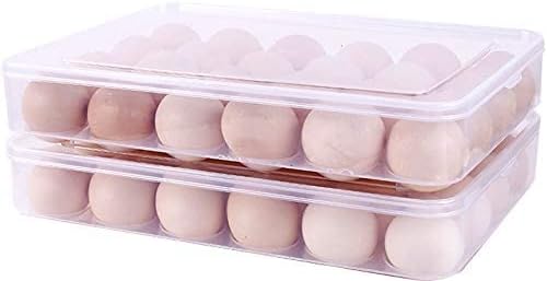 PENGKE Egg Holder for Refrigerator,Clear Deviled Egg Tray Storage Box Dispenser with Lid,Stackable Egg Container for Refrigerator(48 Eggs)