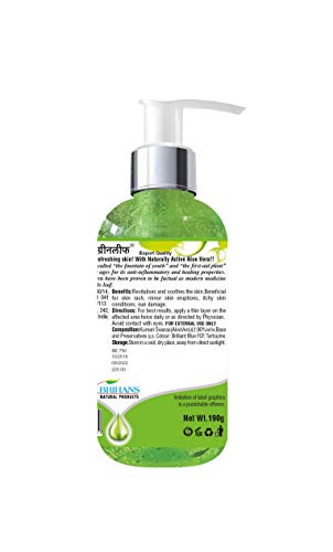 Image of Greenleaf Pure Aloe Vera Skin Gel 190g - Ayurvedic, Natural, Soothing Multipurpose Gel for Face & Body, Non-Greasy.