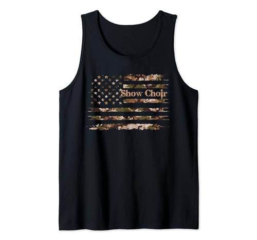 Show Choir Desert Camo Distressed American Flag Vintage Camiseta sin Mangas