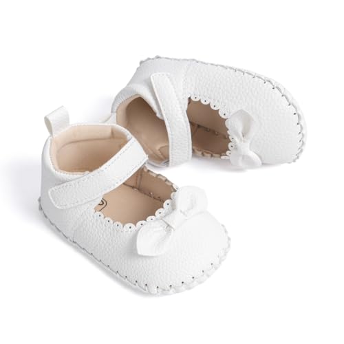 Image of Meckior Infant Baby Girl Sandals Soft Non-Slip Rubber Sole Handmade Princess Wedding Dress Shoes Toddler First Walkers