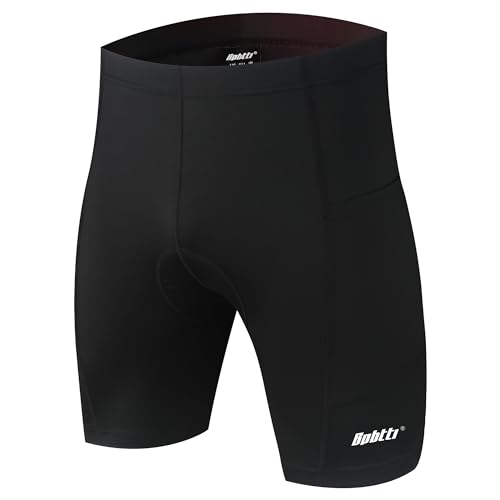 bpbtti Pantalones cortos de ciclismo acolchados de gel para hombre, pantalones de ciclismo, ropa de ciclismo, Bolsillos laterales negros, Large