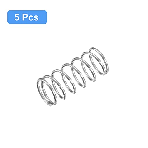 Image of uxcell Compression Spring, 5Pcs 304 Stainless Steel, 9mm OD, 0.8mm Wire Size, 20mm Free Length, Silver Tone