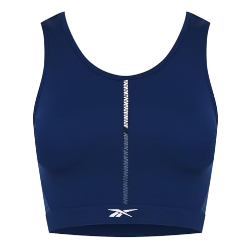 Image of Reebok Women's Polyester Blend Solid Fitted Crop Non-Padded Bra
