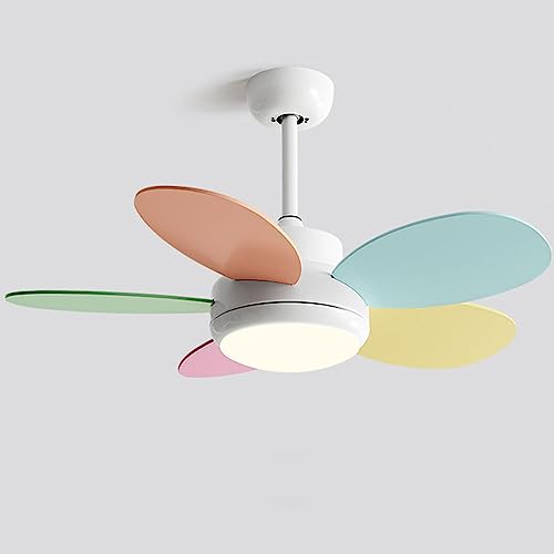 Luz de ventilador de techo remota creativa Luz de ventilador silenciosa de 30 dB Temporización de 6 velocidades Ventilador de techo colorido con luz LED Montaje empotrado para habitación de niños