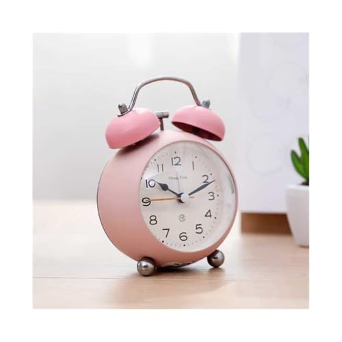 Reloj despertador rosa analógico con pilas para mesita de noche en dormitorios infantiles