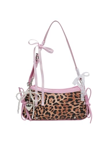 Image of Verdusa Women's Y2K Purse Coquette Bow Tie Vintage Shoulder Bags Lace PU Leather Kawaii Handbag