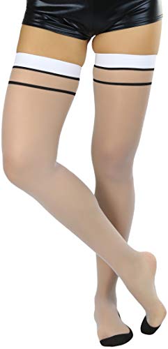 Image of ToBeInStyle Women's Sheer Two Tone Thigh Hi Stocking W /Back Seam