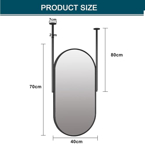 Miroir ovale suspendu de plafond pour coiffeuse lumineuse - 2