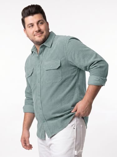 Image of Urbano Plus Men's Corduroy Full Sleeve Regular Fit Solid Overshirt with Utility Pockets