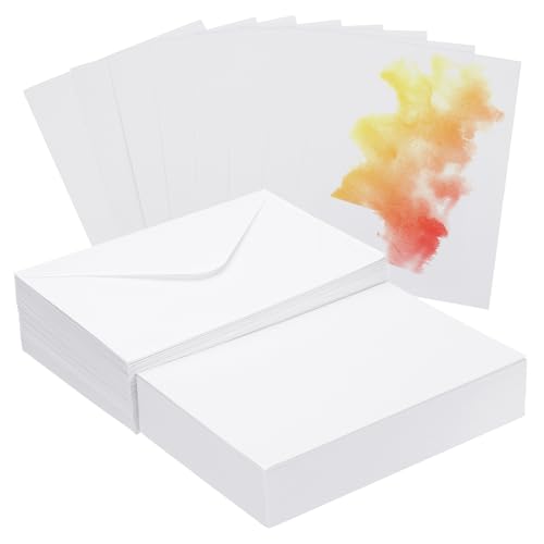 PATIKIL 30 Sets Pure Cotton Watercolor Cards 140lb/300 GSM Postcards Right Corners with Envelopes for Art Painting Creative Thank Notes, 5x7 Inch