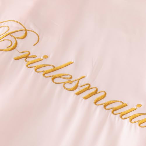 Image of Women's Long Bride Bridesmaid Robes with Lace Trim Embroidery Bridal Silky Satin Kimono Wedding Party Bathrobe