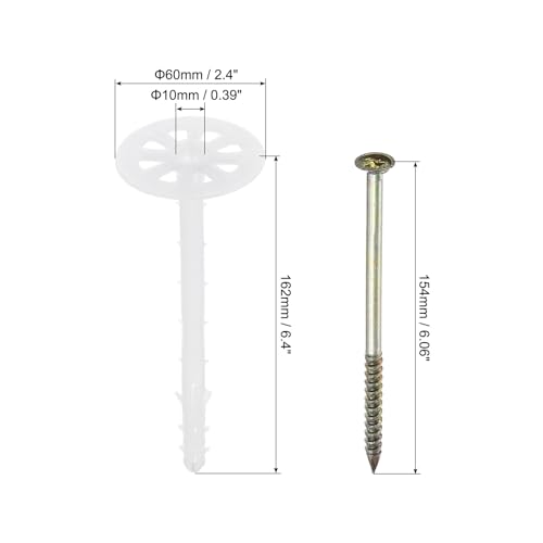 Image of PATIKIL 162mm Perforated Insulation Pins, 30 Pack Insulating Nails Wall Plug Plastic Expansion Bolt for Fixing Foam Boards to Masonry Wall or Ceiling